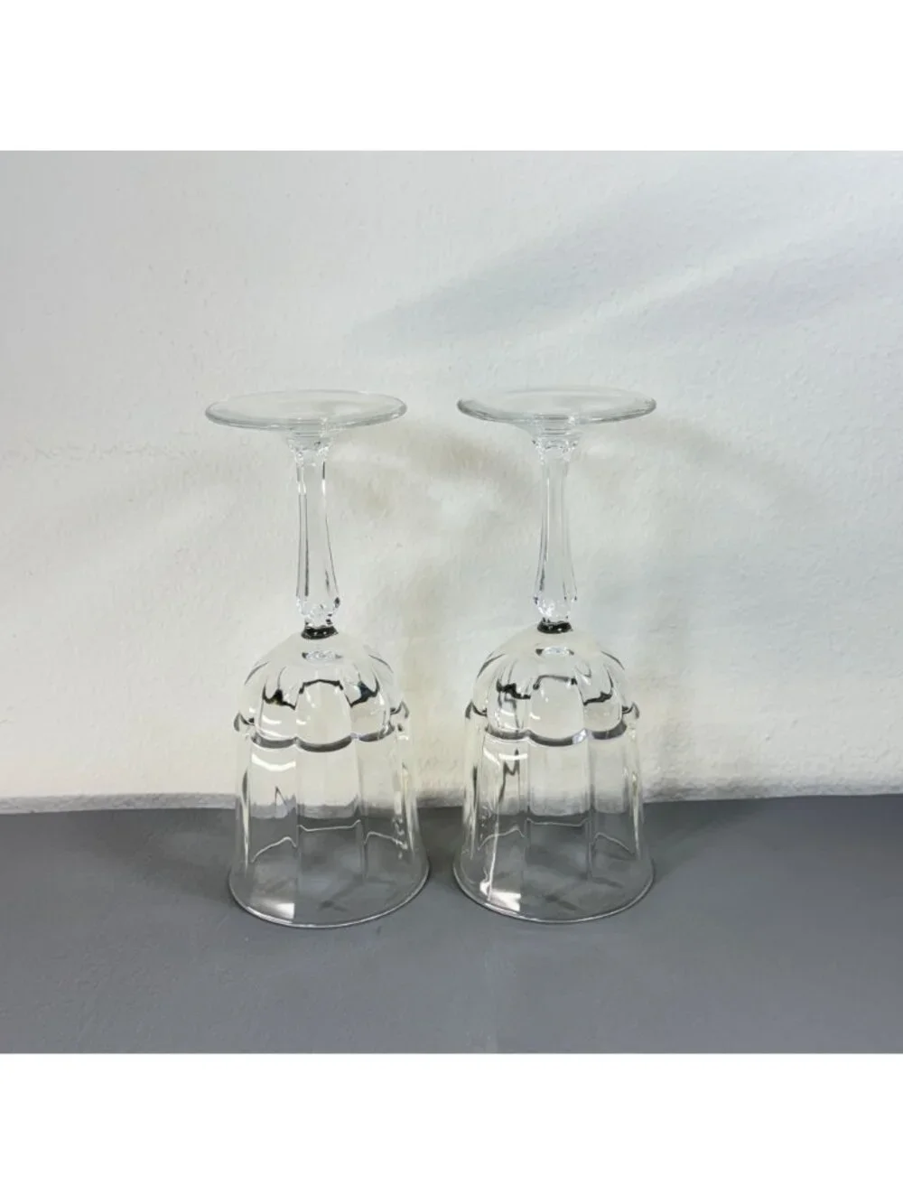 Arcoroc Bengale Crystal Water Goblets Set of 2 Paneled Stemware Vintage